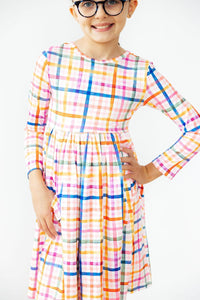 Plaid About You L/S Pocket Twirl Dress-Twirl Dress - Pocket - L/S-Lemons and Limes Boutique