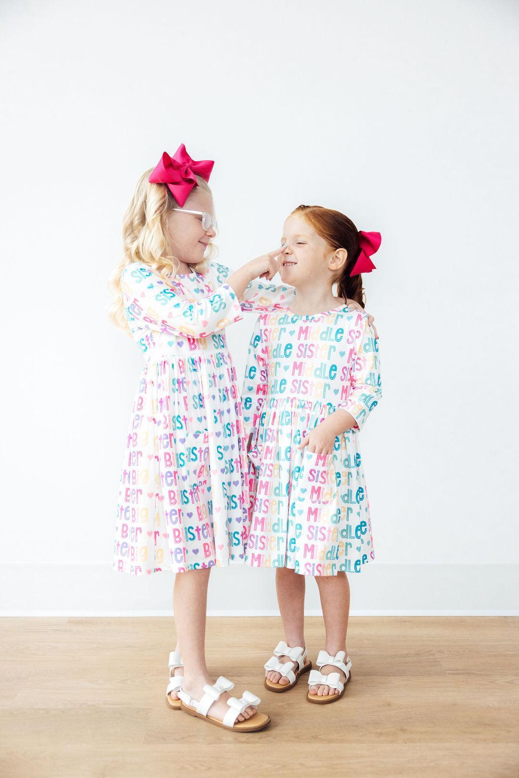Big Sister 3/4 Sleeve Pocket Twirl Dress-Twirl Pocket Dress 3/4-Lemons and Limes Boutique