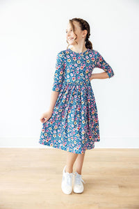 Rainforest Blooms 3/4 Sleeve Pocket Twirl Dress-Twirl Pocket Dress 3/4-Lemons and Limes Boutique