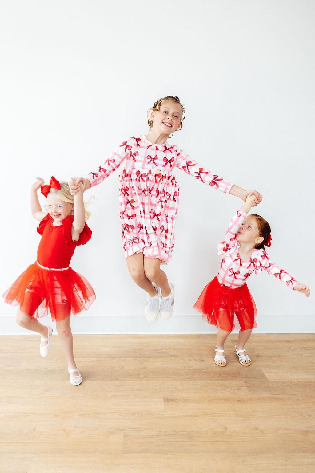 Bow La La L/S Pocket Twirl Dress-Twirl Dress - Pocket - L/S-Lemons and Limes Boutique