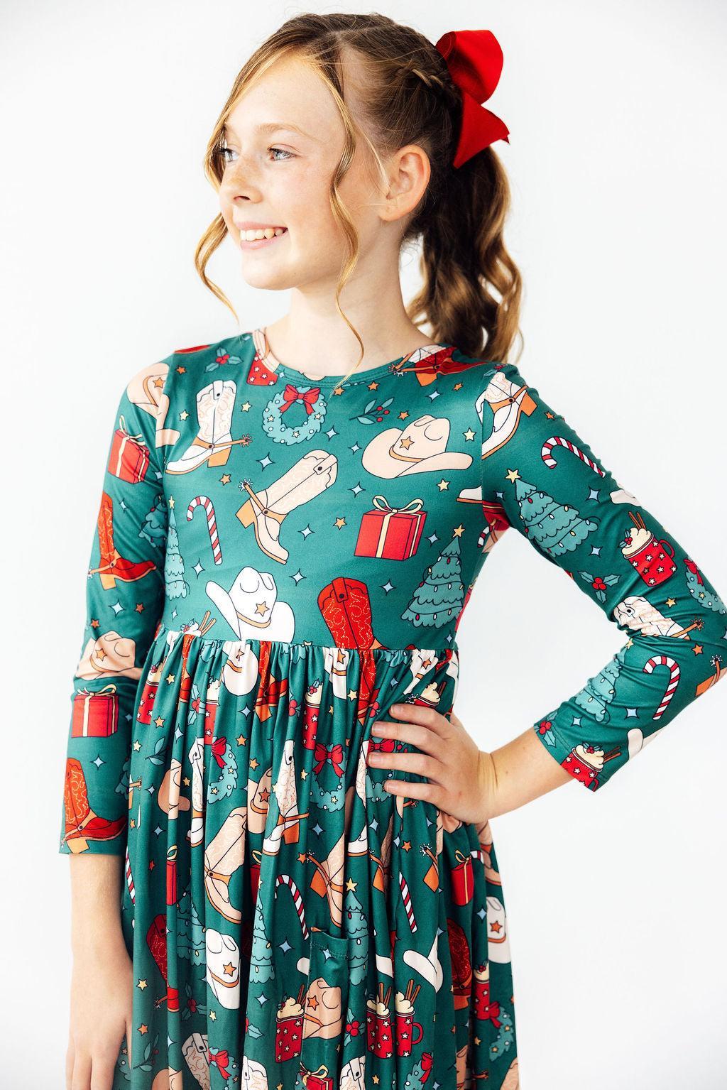 Western Wonderland L/S Pocket Twirl Dress-Twirl Dress - Pocket - L/S-Lemons and Limes Boutique