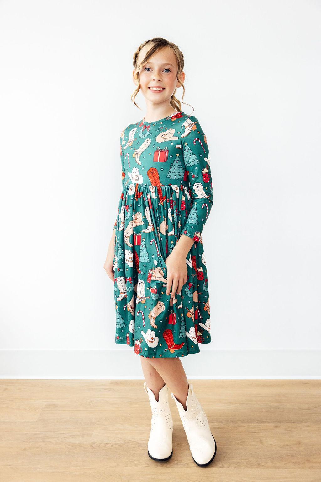 Western Wonderland L/S Pocket Twirl Dress-Twirl Dress - Pocket - L/S-Lemons and Limes Boutique