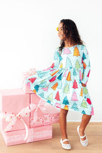 Oh Christmas Tree L/S Pocket Twirl Dress-Twirl Dress - Pocket - L/S-Lemons and Limes Boutique
