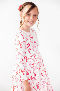 Candy Cane Lane L/S Pocket Twirl Dress-Twirl Dress - Pocket - L/S-Lemons and Limes Boutique