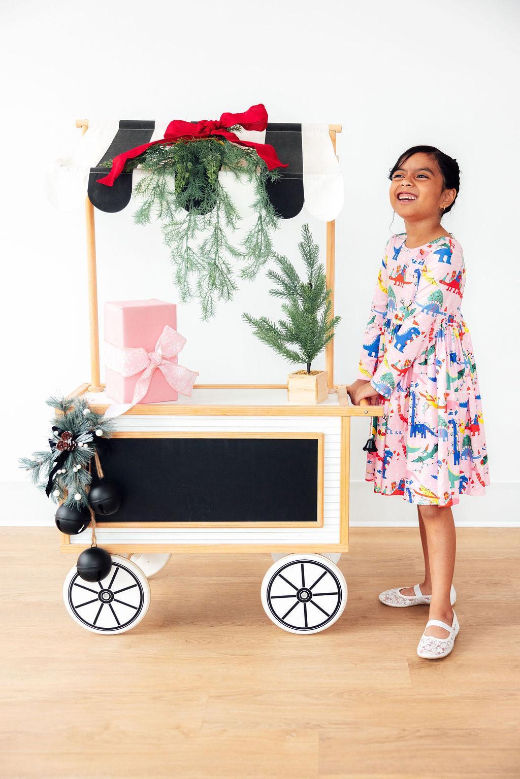 Jingle Saurus L/S Pocket Twirl Dress-Twirl Dress - Pocket - L/S-Lemons and Limes Boutique