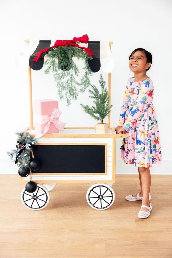 Jingle Saurus L/S Pocket Twirl Dress-Twirl Dress - Pocket - L/S-Lemons and Limes Boutique