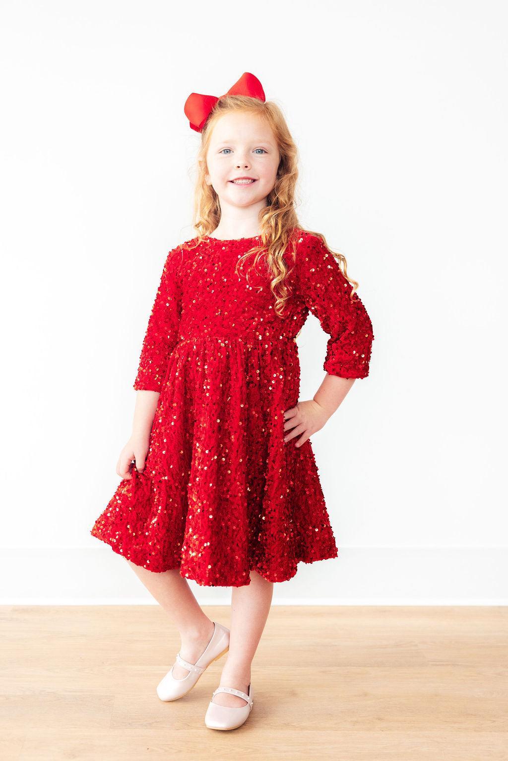 Red Velvet Sequin Dress-Sequin Dress-Lemons and Limes Boutique