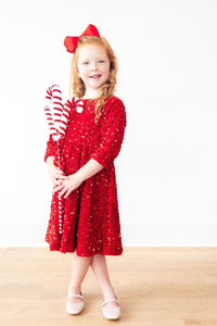 Red Velvet Sequin Dress-Sequin Dress-Lemons and Limes Boutique