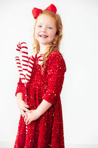 Red Velvet Sequin Dress-Sequin Dress-Lemons and Limes Boutique