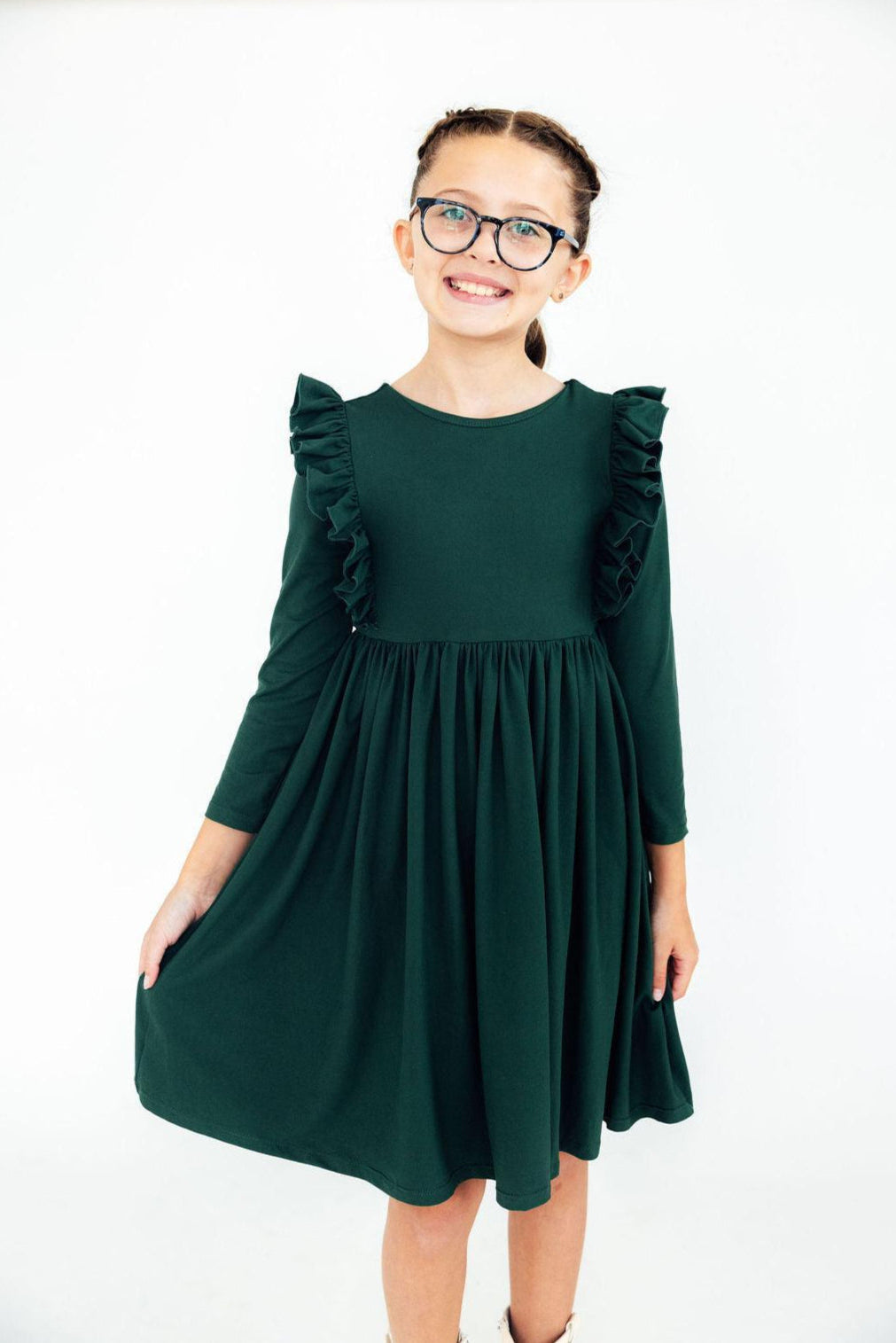 Spruce L/S Ruffle Twirl Dress-Twirl Ruffle Dress L/S-Lemons and Limes Boutique
