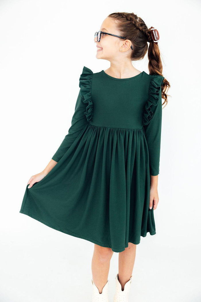 Spruce L/S Ruffle Twirl Dress-Twirl Ruffle Dress L/S-Lemons and Limes Boutique
