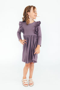 Vintage Violet L/S Ruffle Twirl Dress-Twirl Ruffle Dress L/S-Lemons and Limes Boutique