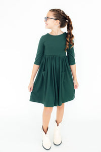 Spruce 3/4 Sleeve Pocket Twirl Dress-Twirl Pocket Dress 3/4-Lemons and Limes Boutique