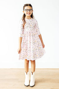 Pastel Petals 3/4 Sleeve Pocket Twirl Dress-Twirl Pocket Dress 3/4-Lemons and Limes Boutique