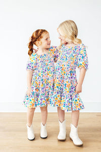 Garden Groove Smocked Ruffle Dress-Smocked Ruffle Dress-Lemons and Limes Boutique