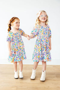 Garden Groove Smocked Ruffle Dress-Smocked Ruffle Dress-Lemons and Limes Boutique