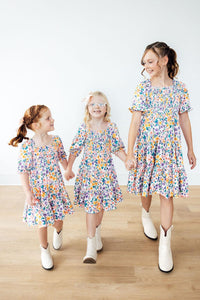 Garden Groove Smocked Ruffle Dress-Smocked Ruffle Dress-Lemons and Limes Boutique