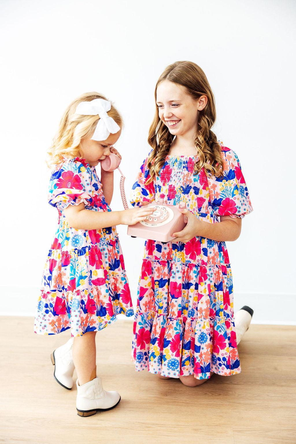 Sunshine Garden Smocked Ruffle Dress-Smocked Ruffle Dress-Lemons and Limes Boutique