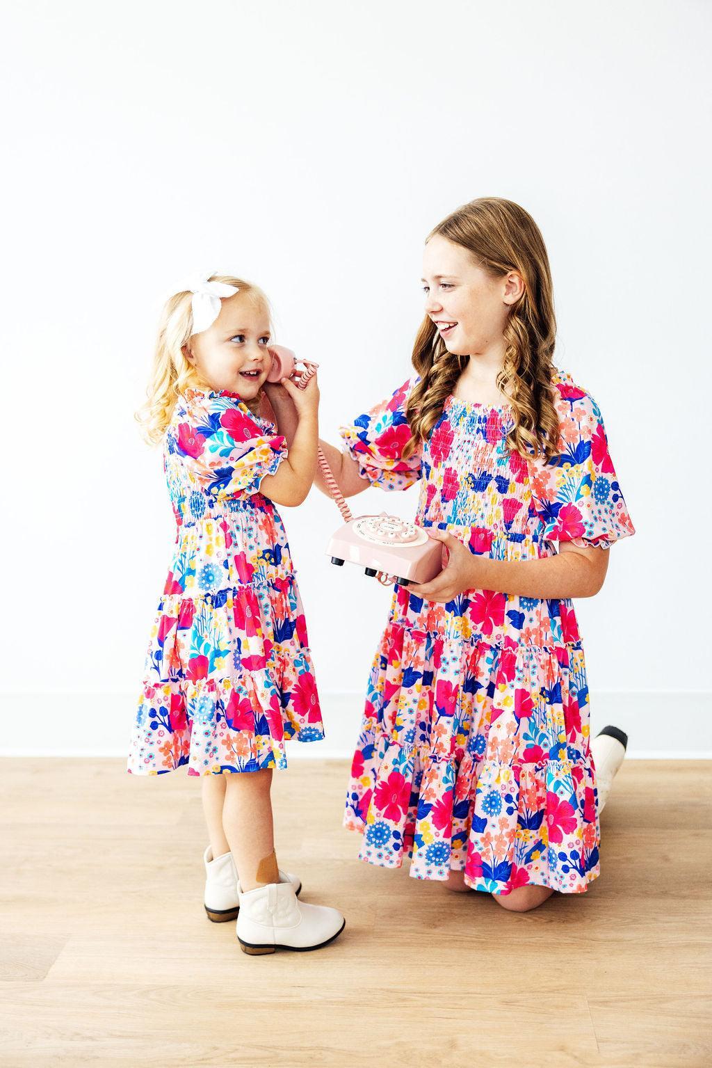 Sunshine Garden Smocked Ruffle Dress-Smocked Ruffle Dress-Lemons and Limes Boutique