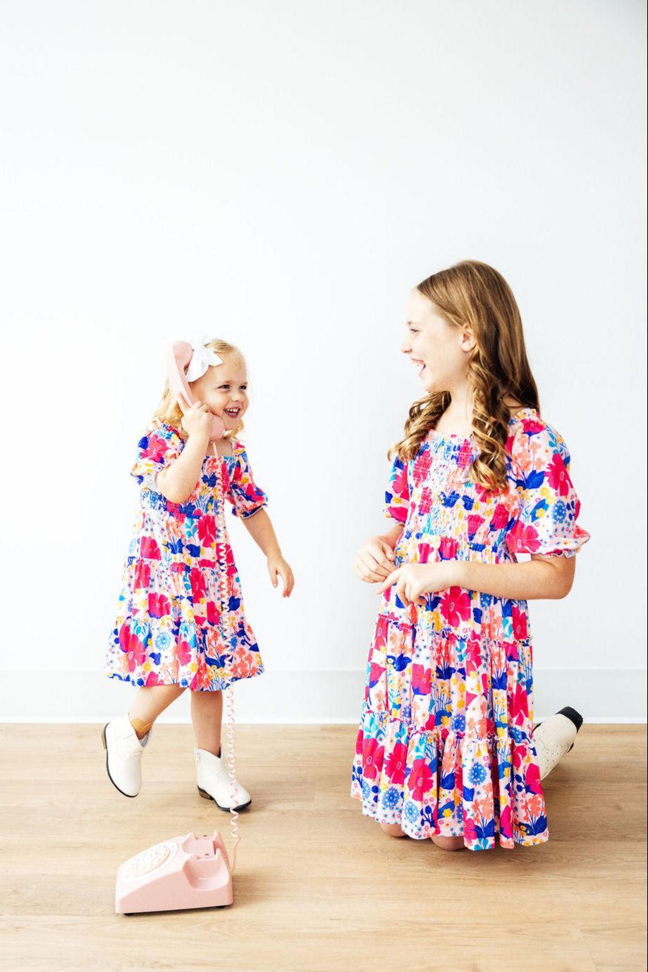 Sunshine Garden Smocked Ruffle Dress-Smocked Ruffle Dress-Lemons and Limes Boutique