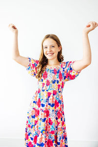 Sunshine Garden Smocked Ruffle Dress-Smocked Ruffle Dress-Lemons and Limes Boutique
