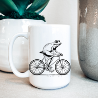 Vintage Frogman On Bike Ceramic Mug-15 oz-Lemons and Limes Boutique
