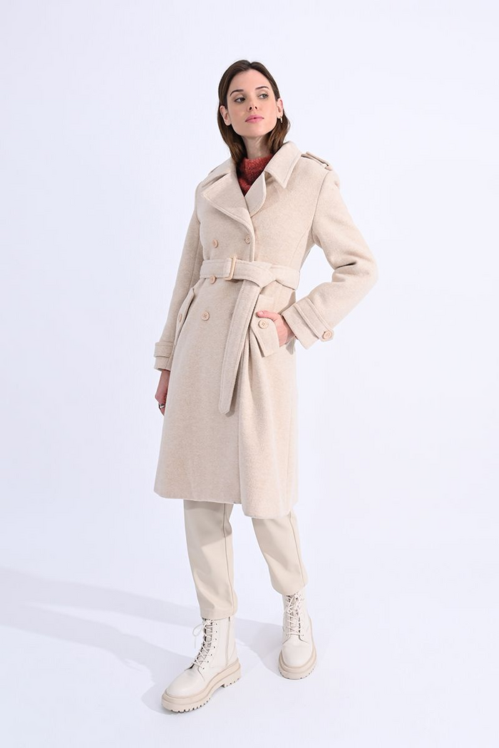 Heather Woven Coat in Beige--Lemons and Limes Boutique