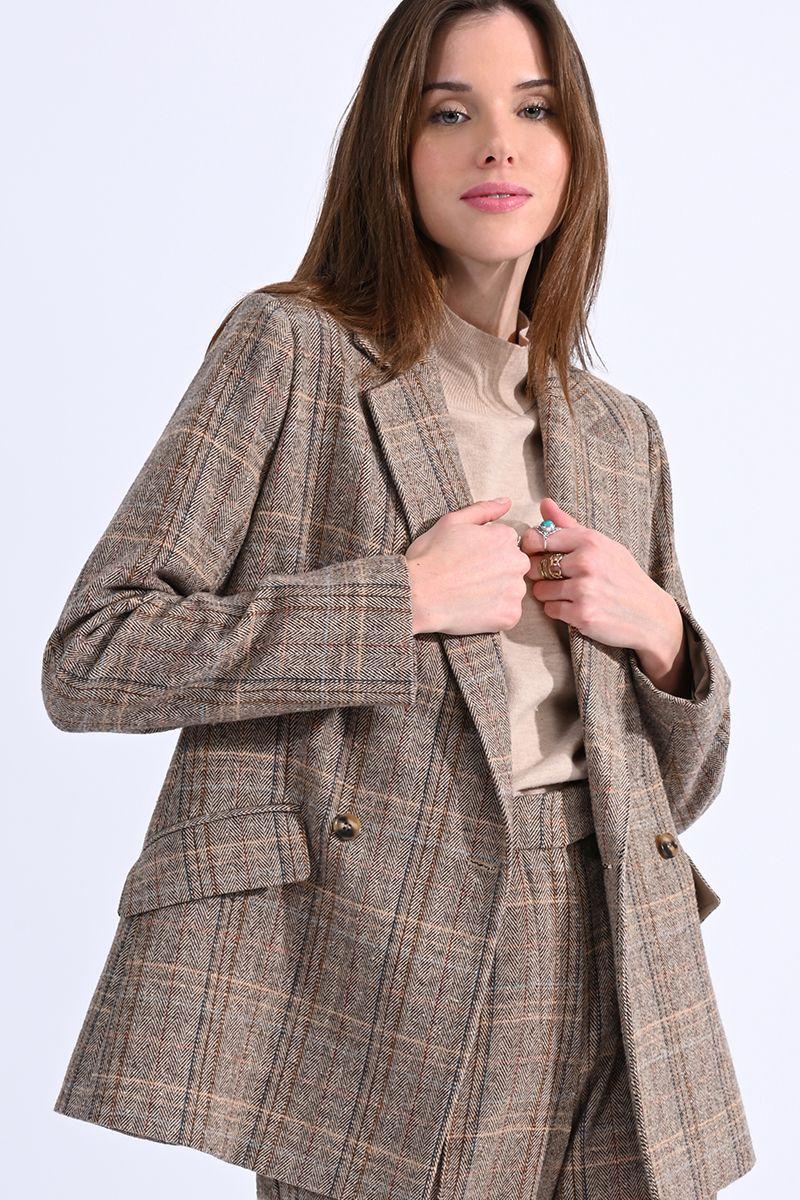 Claire Woven Jacket in Beige-Lemons and Limes Boutique