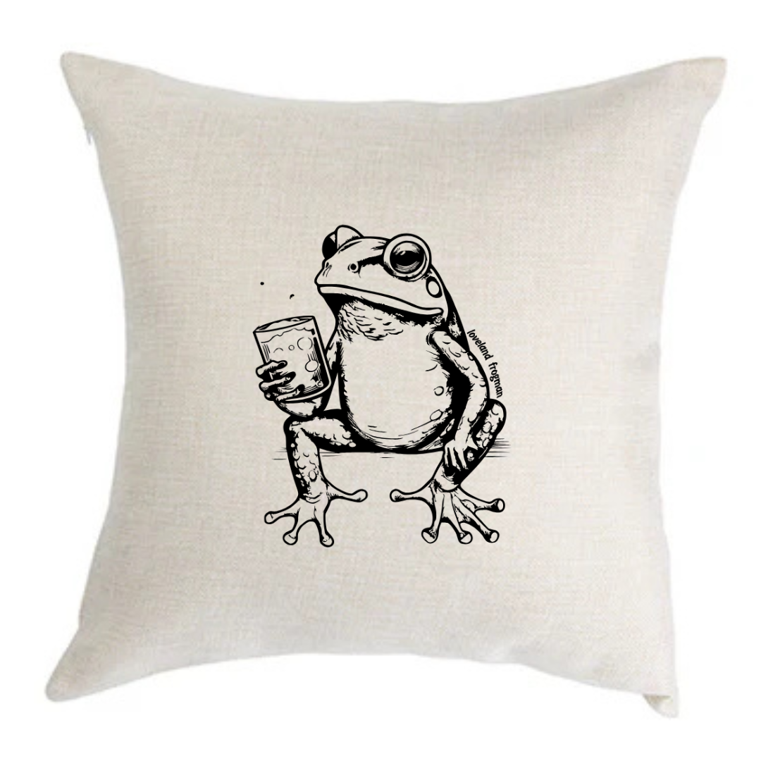 Loveland Frogman with Drink Throw Pillow-Pillow-Lemons and Limes Boutique