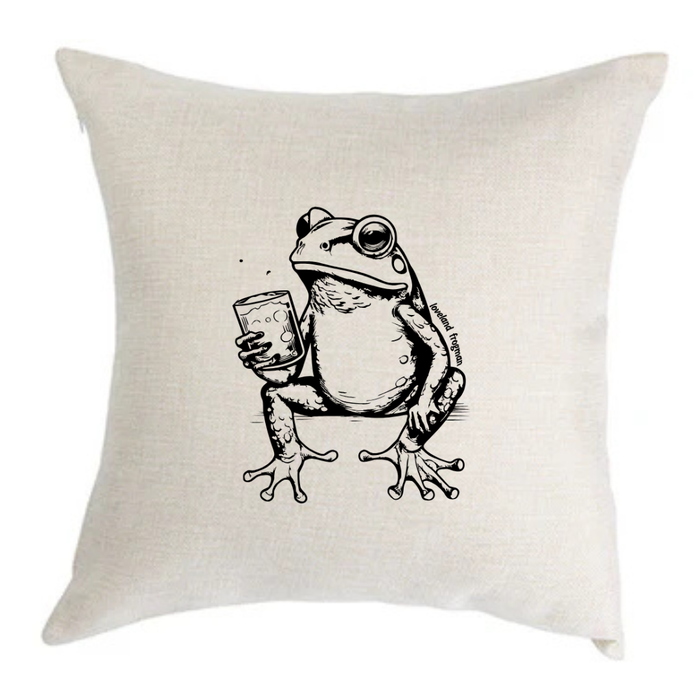 Loveland Frogman with Drink Throw Pillow-Pillow-Lemons and Limes Boutique
