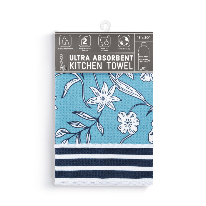 Blue Floral Absorbent Reversible Towel-Lemons and Limes Boutique
