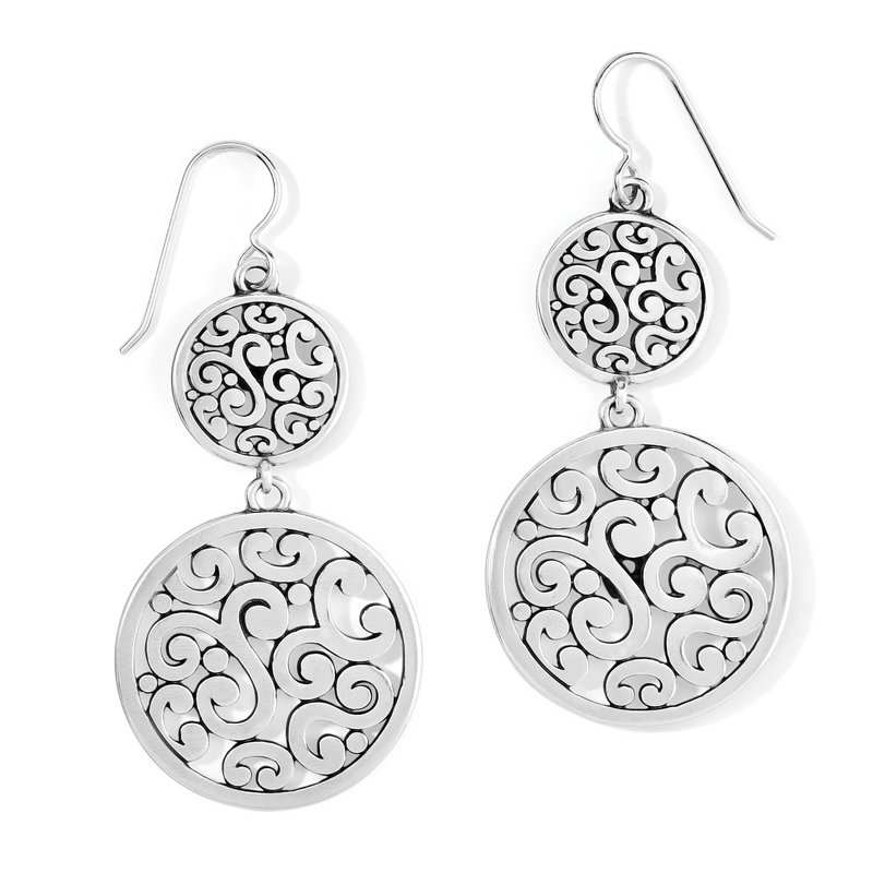 Contempo Medallion Duo French Wire Earrings in Silver by Brighton-Lemons and Limes Boutique