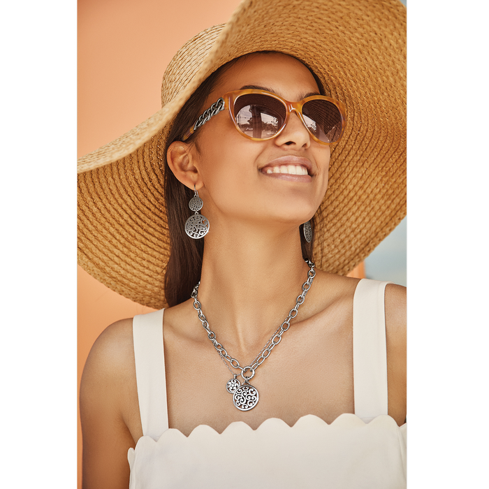 Contempo Medallion Duo French Wire Earrings in Silver by Brighton-Lemons and Limes Boutique