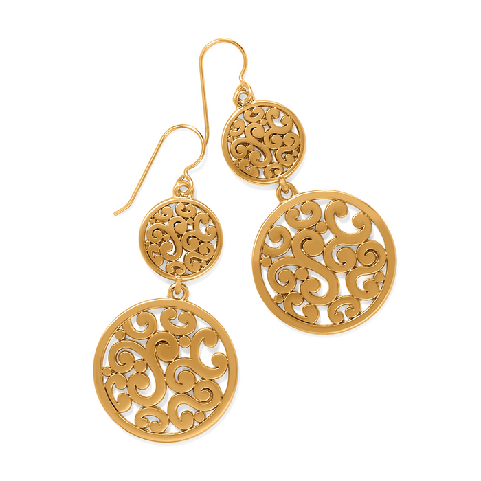 Contempo Medallion Duo French Wire Earrings in Gold by Brighton-Lemons and Limes Boutique