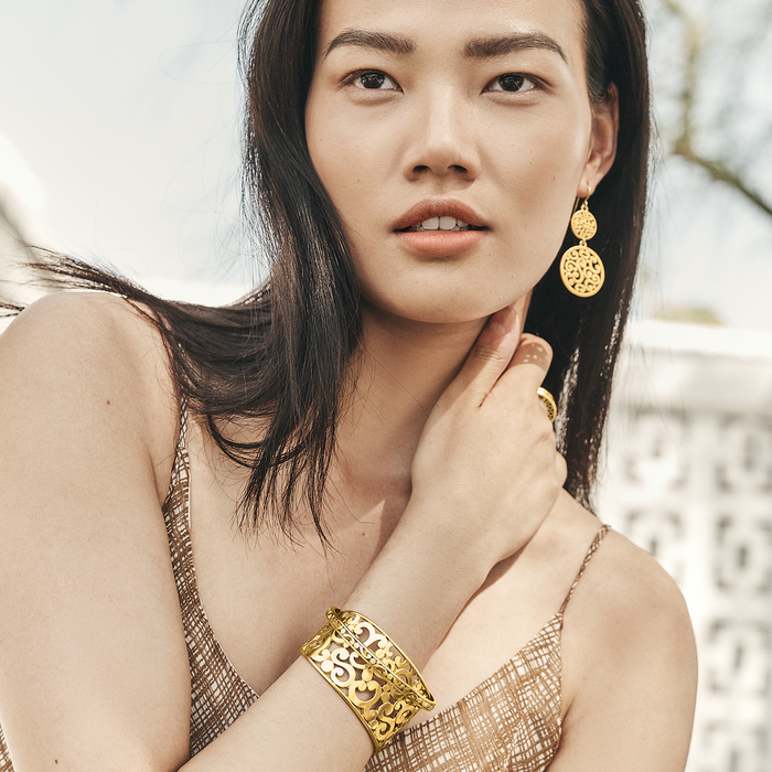 Contempo Medallion Duo French Wire Earrings in Gold by Brighton-Lemons and Limes Boutique