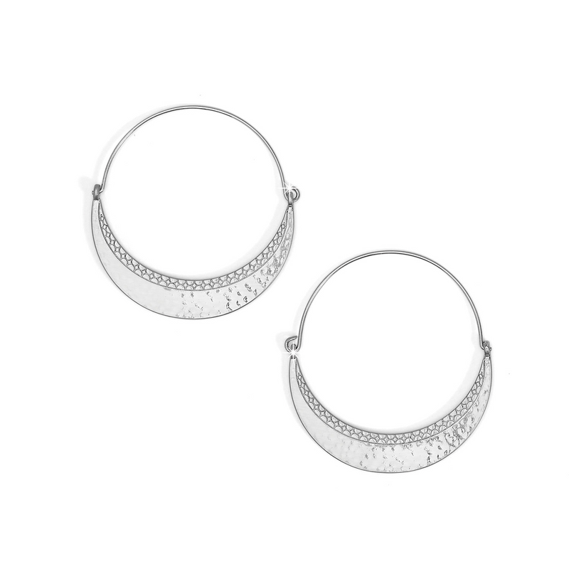 Palm Canyon Large Hoop Earrings in Silver by Brighton-Lemons and Limes Boutique