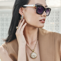 Ferrara Two Tone Luce Large Pendant Necklace by Brighton-Lemons and Limes Boutique