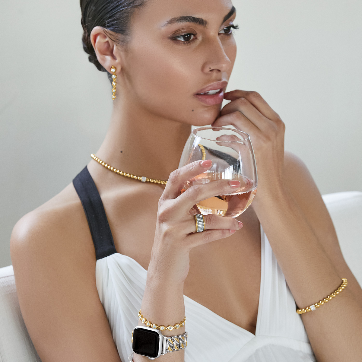 Meridian Petite Beads Station Necklace in Gold by Brighton-Lemons and Limes Boutique