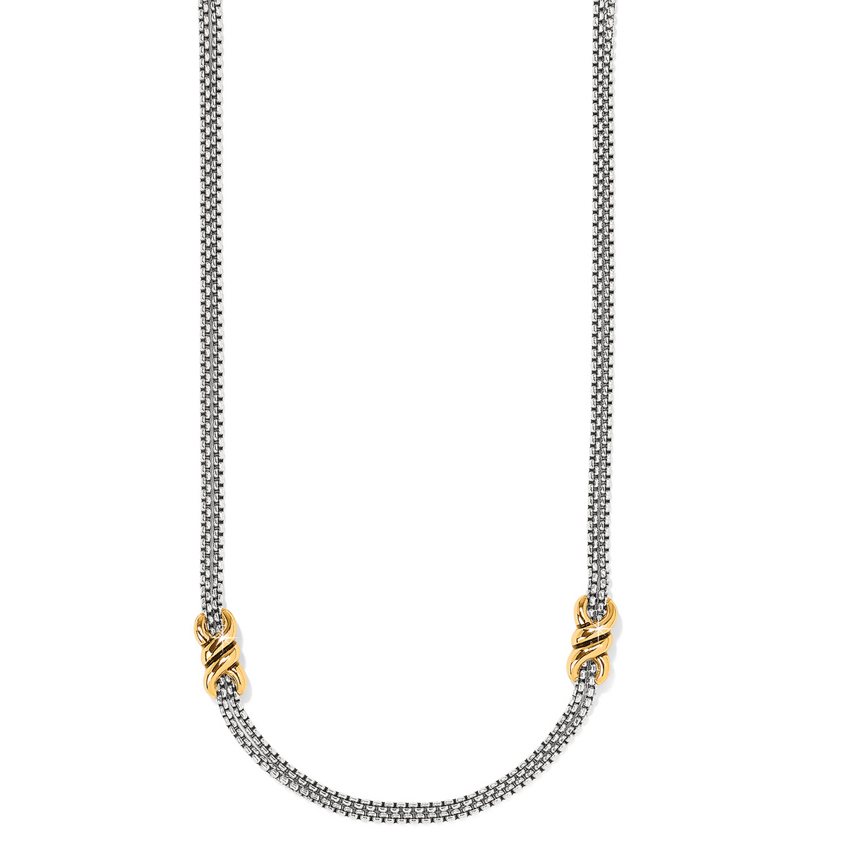 Interlok Twist Two Tone Double Chain Necklace by Brighton-Lemons and Limes Boutique