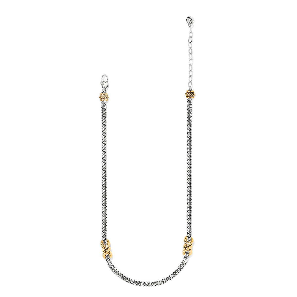 Interlok Twist Two Tone Double Chain Necklace by Brighton-Lemons and Limes Boutique