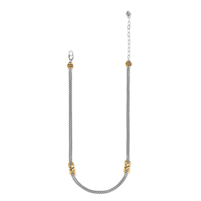 Interlok Twist Two Tone Double Chain Necklace by Brighton-Lemons and Limes Boutique