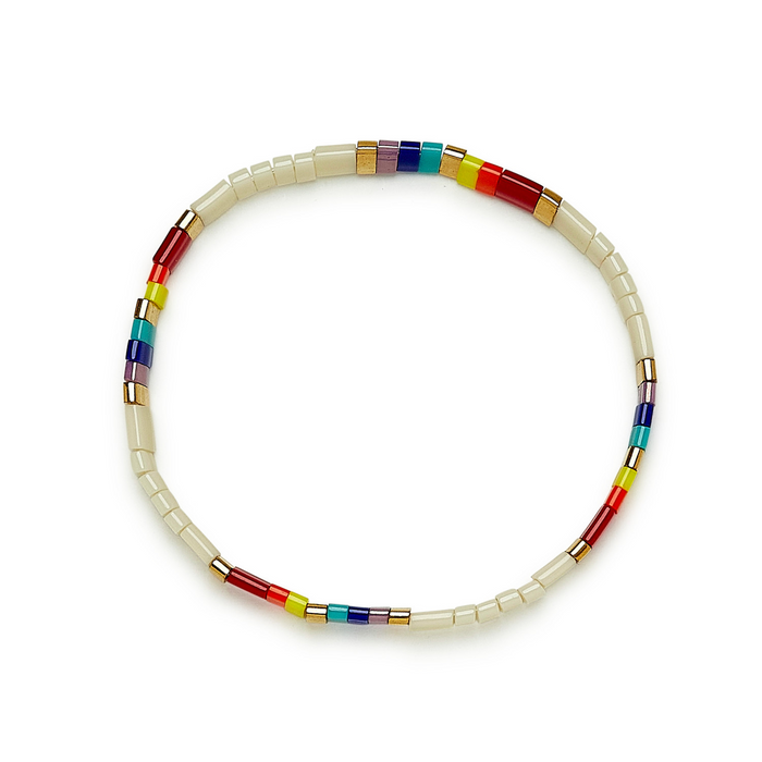 Rainbow Tile Bead Stretch Bracelet Pura Vida-Lemons and Limes Boutique