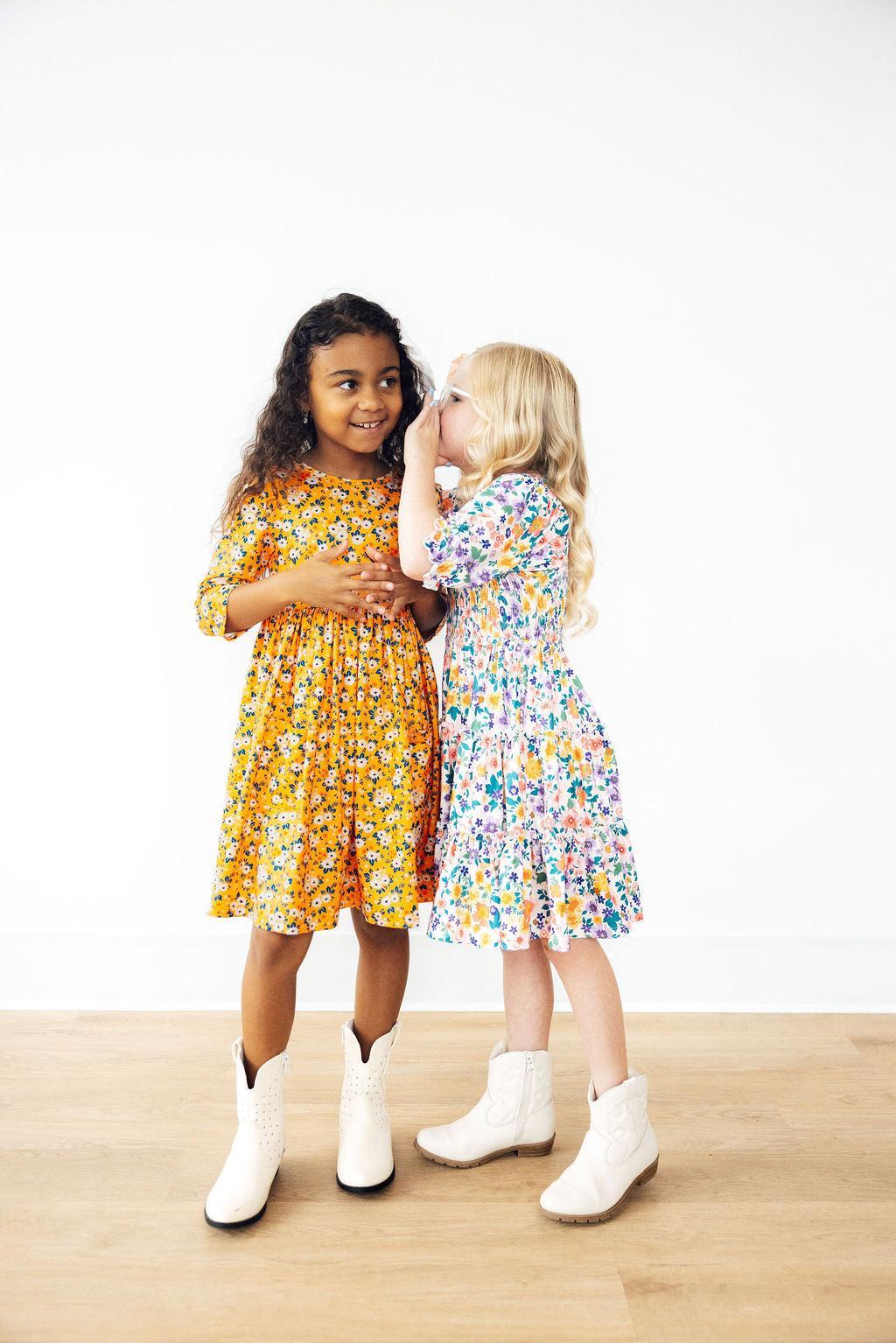 Garden Groove Smocked Ruffle Dress-Smocked Ruffle Dress-Lemons and Limes Boutique