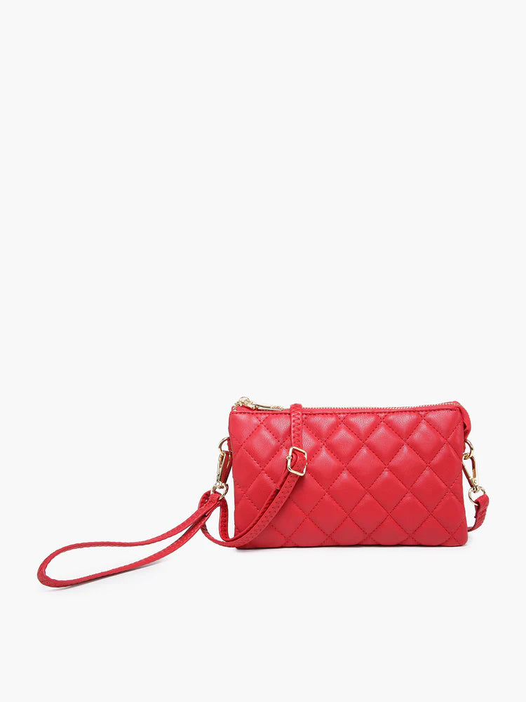 Riley Quilted 3 Compartment Crossbody Wristlet in Red--Lemons and Limes Boutique