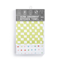 Green Checker Absorbent Reversible Towel-Lemons and Limes Boutique
