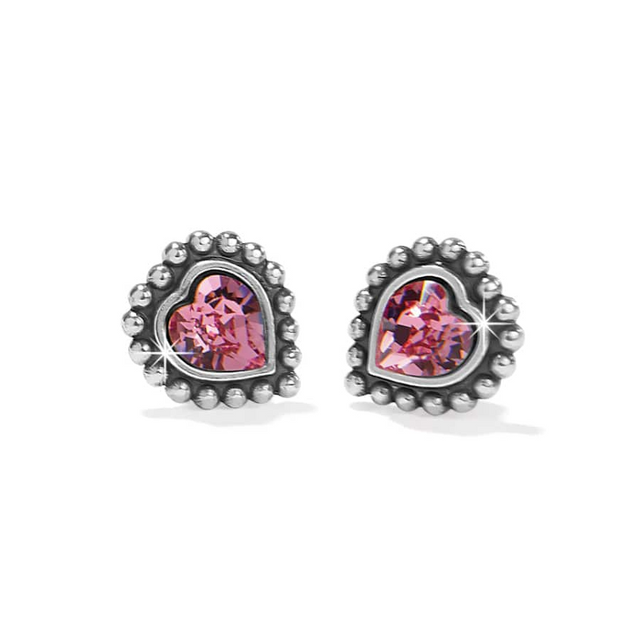 Shimmer Heart Mini Post Earrings in Pink by Brighton--Lemons and Limes Boutique
