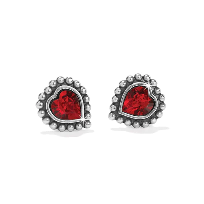 Shimmer Heart Mini Post Earrings in Red by Brighton--Lemons and Limes Boutique