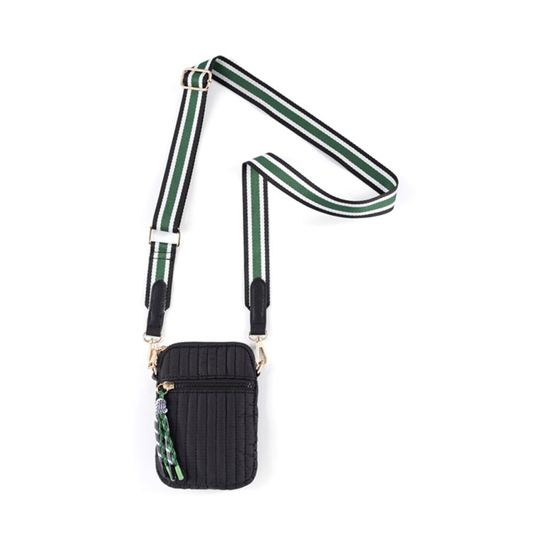 Ezra Quilted Phone Holder in Black by Shiraleah-Lemons and Limes Boutique