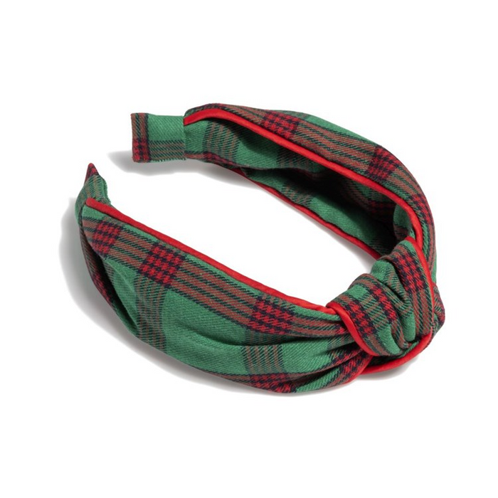Knotted Plaid Headband in Emberald by Shiraleah-Lemons and Limes Boutique