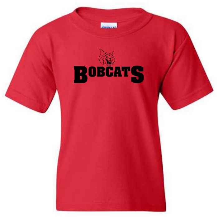 St. Columban Bobcats T-Shirt on Red -YOUTH--Lemons and Limes Boutique